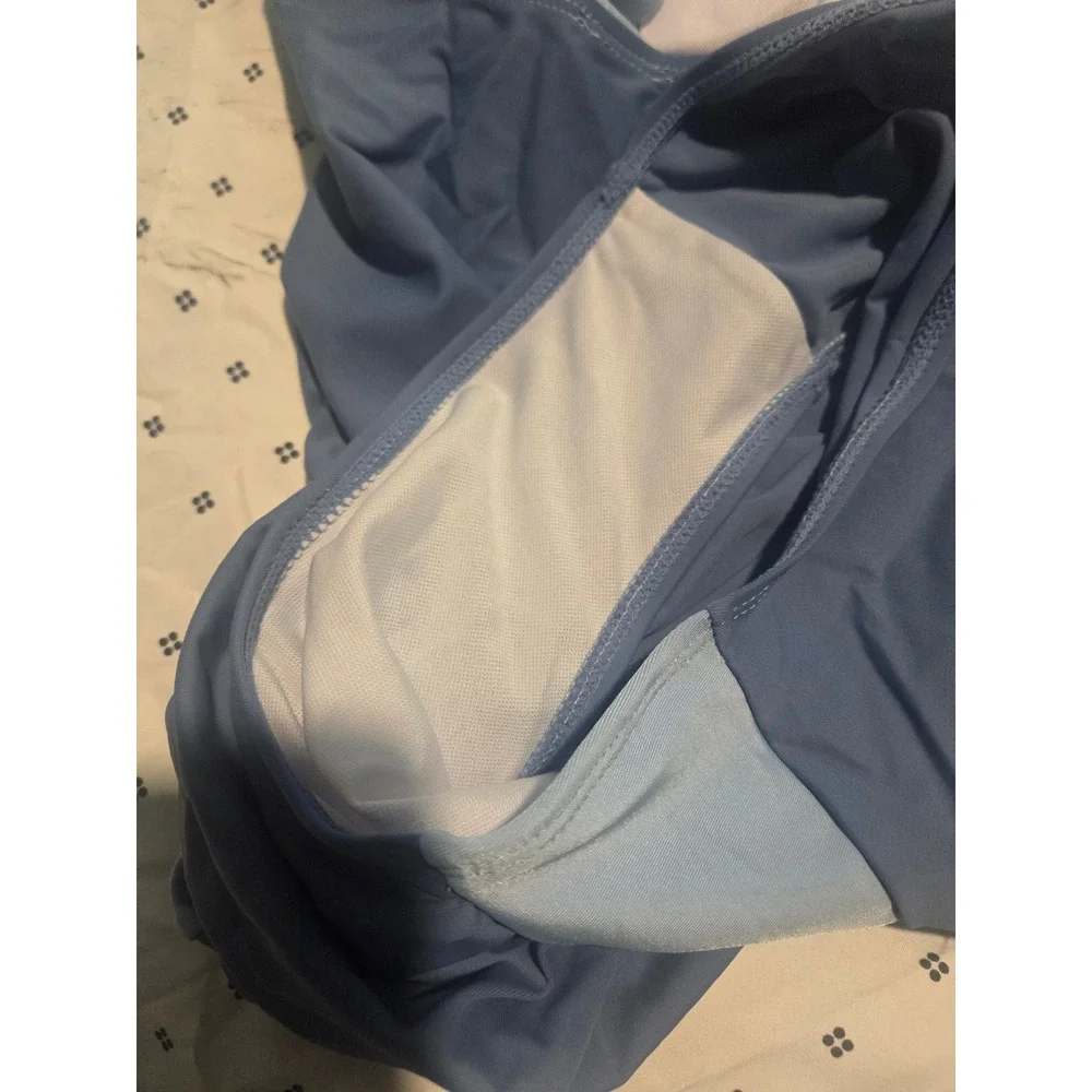 Blue Colorblock Ruched One Piece Swimsuit Girls 13-14Y Adjustable‎ Straps RNFS